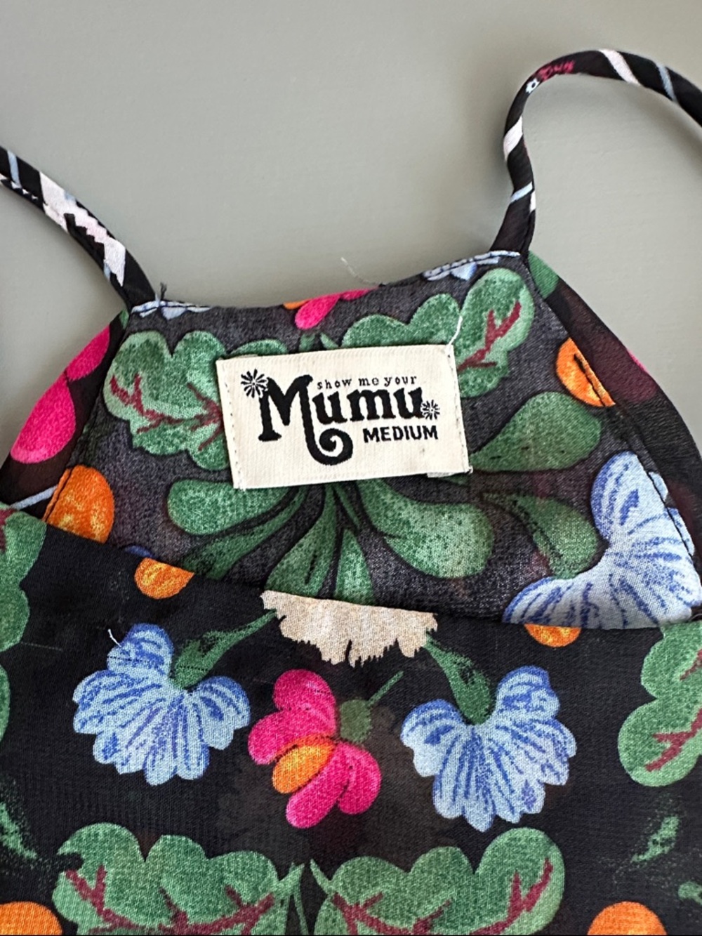 Show Me Your Mumu Floral High-neck Dress in Black with Multicolor Blooms - Picture 2 of 3